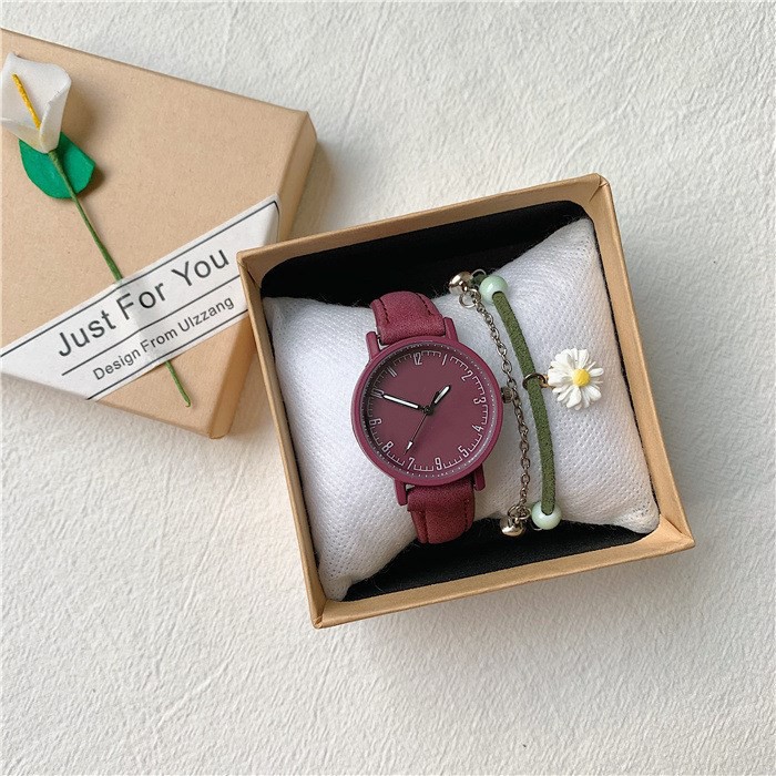 MURMURE.ID | JAM TANGAN ANALOG PRIA WANITA MODEL BULAT MINI BAHAN IMITASI IMPORT MURAH FW002-JAM BURGUNDY