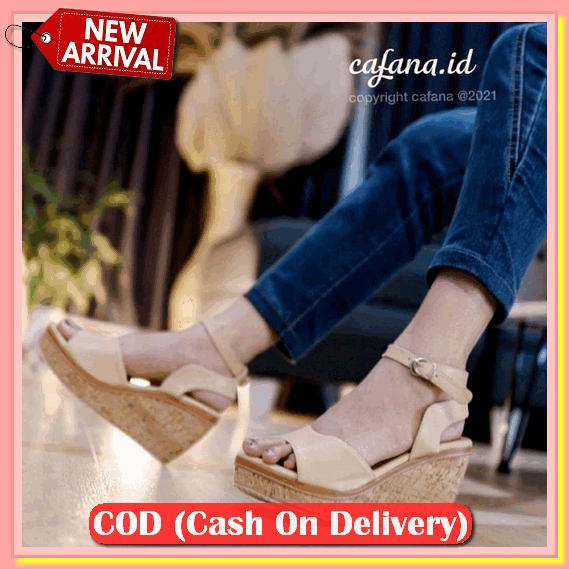 Wedges Sandal Wanita Import Berkualitas Tinggi Kulit Rubber 199 Batam - Black, 36 Wedges Wanita Prem