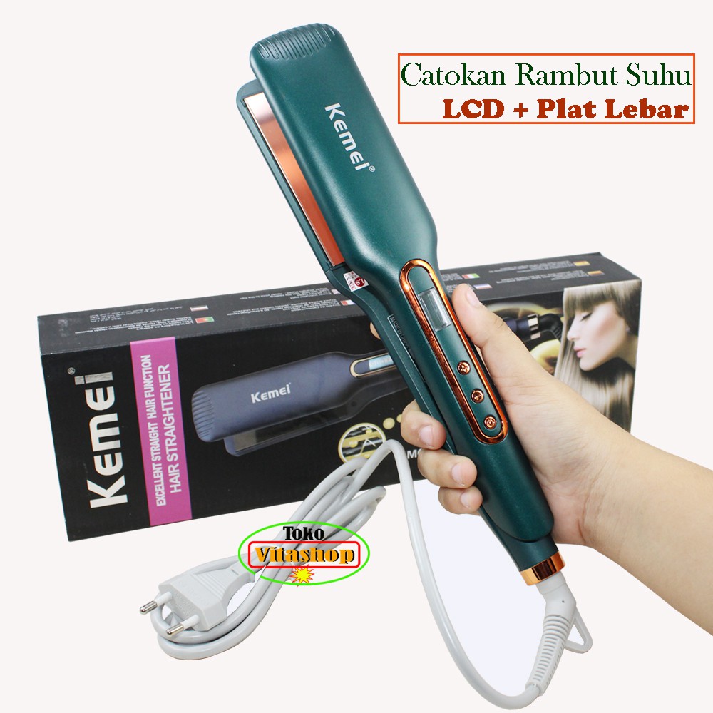 Catokan Rambut Kemei KM-8879 Catok Alat Pelurus Rambut Suhu + LED