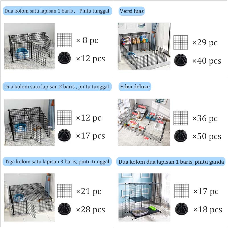 Kandang Hewan Peliharaan / Kandang Anjing / Kandang Kucing / Kandang Hamster Burung Pagar Besi DIY