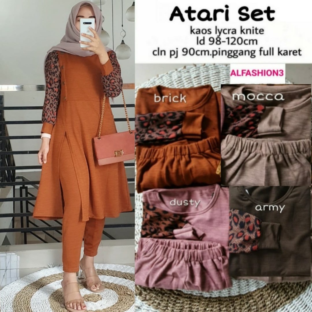 AL FASHION Atari Set wanita Kaos Lycra Knite