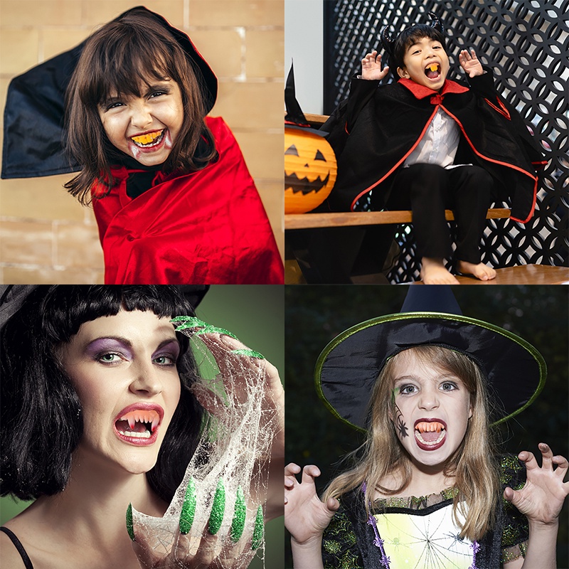 10pcs / set Gigi Palsu Vampire Untuk Dekorasi Pesta Halloween