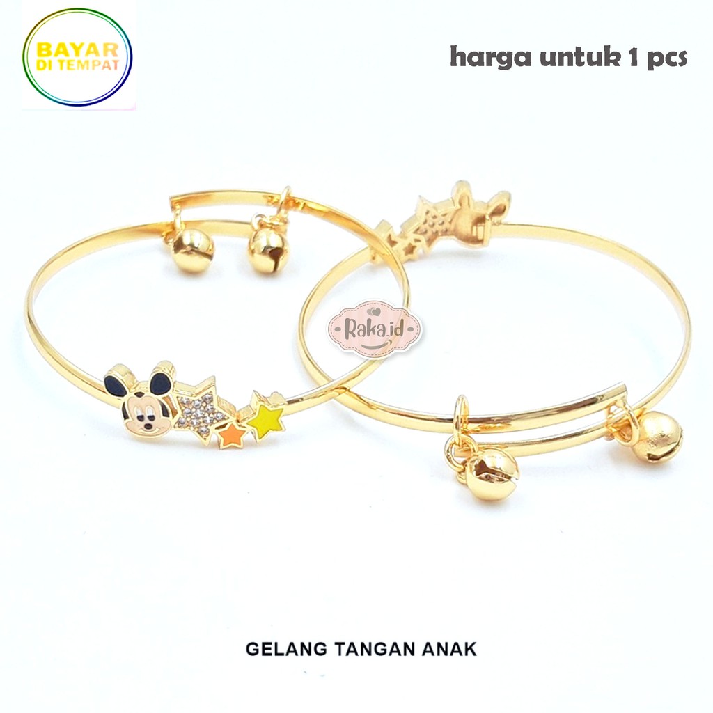 Raka Acc - Gelang Tangan Bangle Anak Mickey Bintang Kerincing Gold Perhiasan Anak Menawan 595