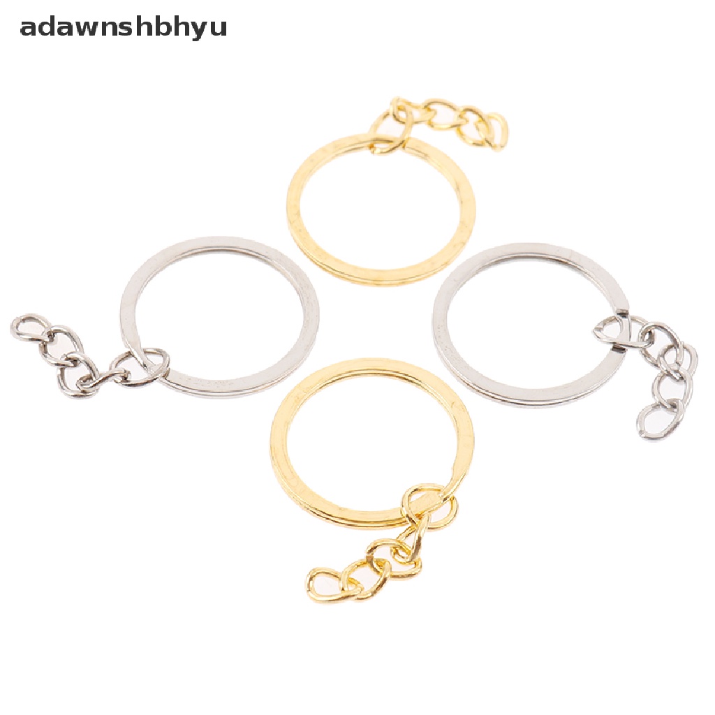Adawnshbhyu 20pcs/lot 28mm Panjang Kunci Gold Silver Chains Key Ring Gantungan Kunci Bulat