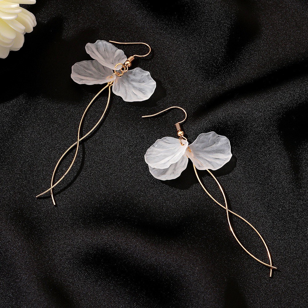 Women's Trend White Acrylic Flower Tassel Chain Drop Earrings /  Girls Temperament Boho Crystal Ice Flower Alloy Earrings  / Ladies Elegant Simple Hanging Earrings /  Party Earrings Gifts For Girls Ladies Jewelry Accessories-4