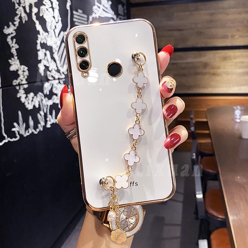 Soft Case Bahan Silikon Dengan Liontin Clover Untuk Huawei P20 Lite P30 Pro P40 Y9S Mate 20 Mate30 Mate40