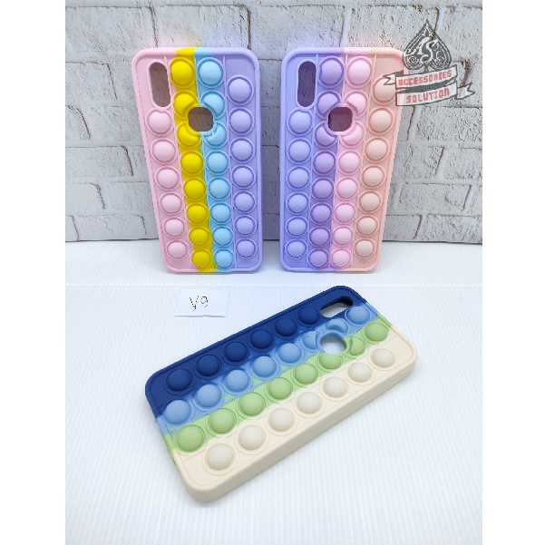 SILICONE CASE POP IT VIVO V9 Y85  - CASE PENGHILANG STRESS PUSH IT BUBBLE CASE RAINBOW