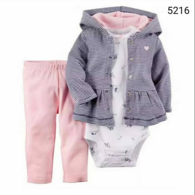 3in1 Pink black stripes jacket 5216