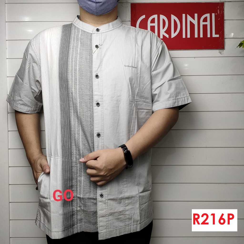 BB S-M CARDINAL KEMEJA KOKO Taqwa Pakaian Pria Original Baju Muslim Salur Lengan Pendek Kekinian