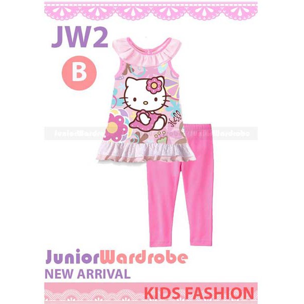 Fashion Girl JW 2 B baju setelan Anak perempuan hello kitty