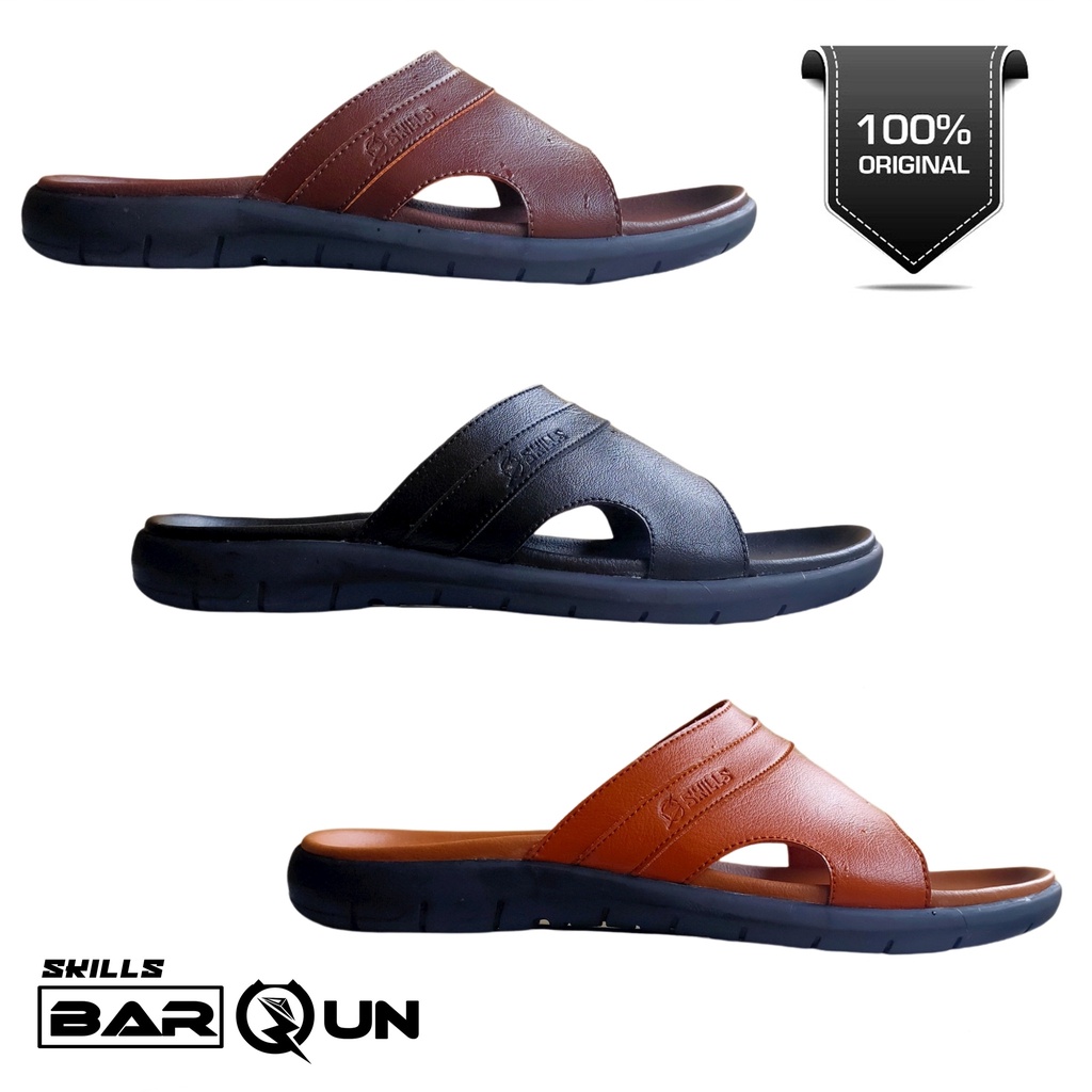 sendal skills barqun rigel original sandal selop pria kulit premium  best seller