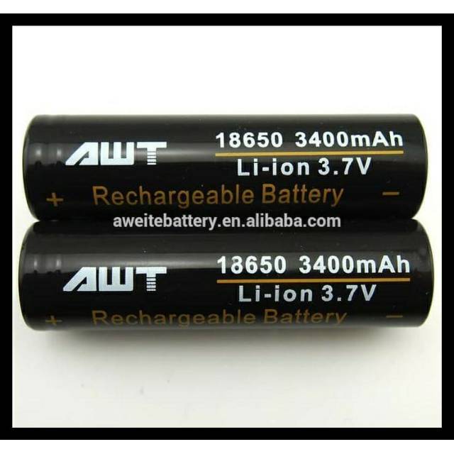 Cod new elektronik Baterai/Battery AWT BLACK 18650 Kapasitas 3400mAh