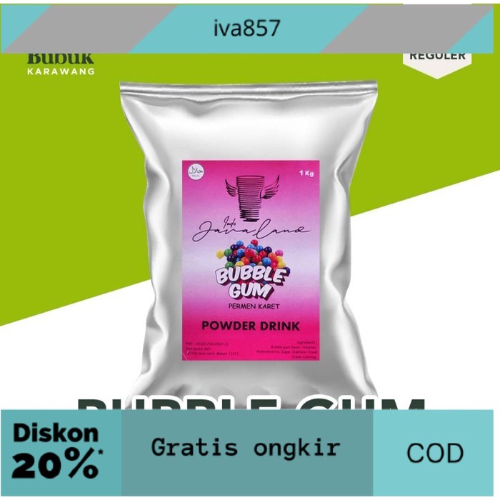 

PROMO Bubuk Es Permen Karet Pink Bubble Gum Javaland powder 1kg GRATIS ONGKIR
