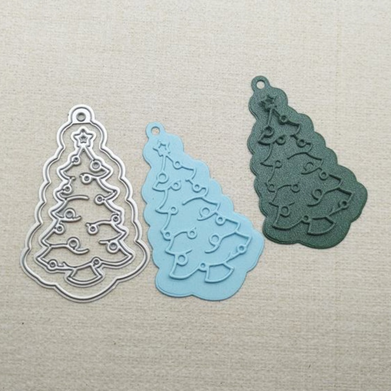 Cetakan Stensil Cutting Dies Motif Pohon Natal Bahan Metal Untuk Scrapbook Craft DIY