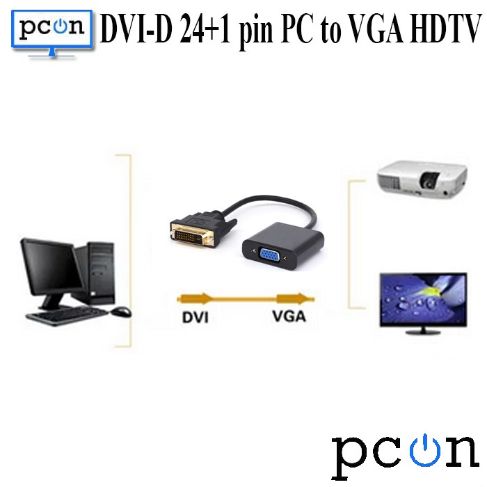 Converter kabel DVI to VGA Kabel | DVI-D 24 1 to VGA HDTV Murah