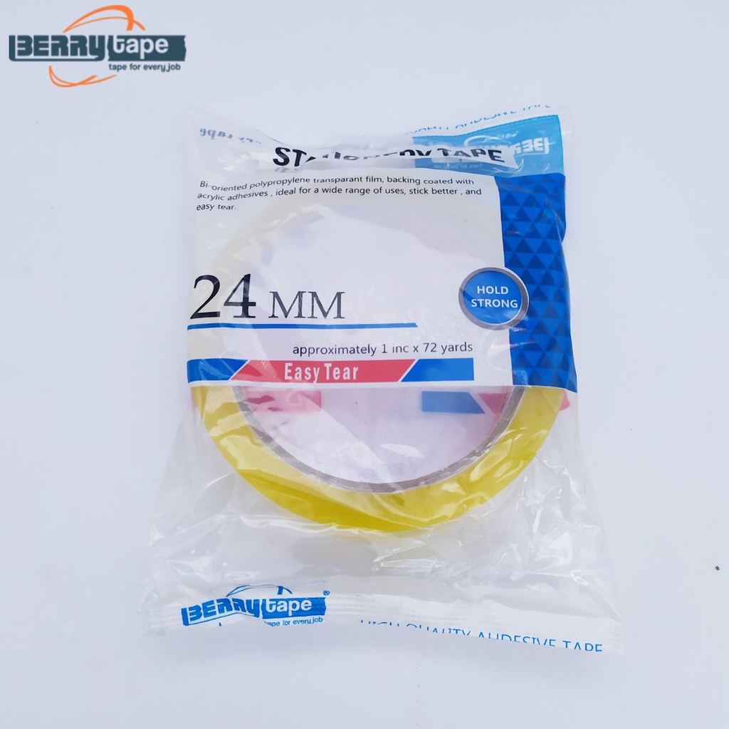 

Solasi / Selotip Easy tear Berry tape 1 inchi (24mm x 72 yard ) Mudah dirobek – Satuan- SHABQ