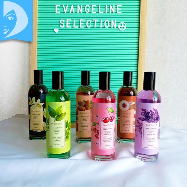 [100M | EAU DE PARFUM] [BPOM] Evangeline Selection Series 100ml | Parfum Badan | Black Vanilla | Cherry Blossom | Coconut Fantasy | Green