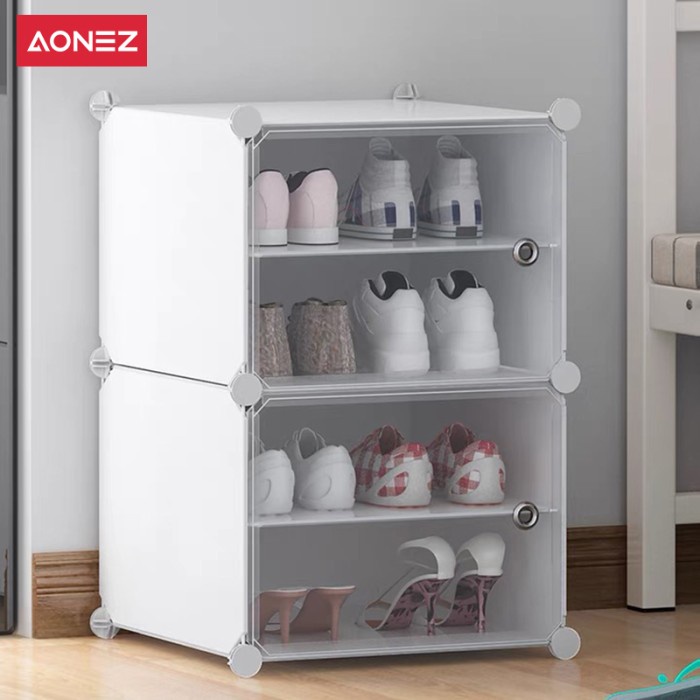 AONEZ LEMARI SEPATU 4 LAPIS, LEMARI SEPATU PLASTIK, LEMARI SEPATU