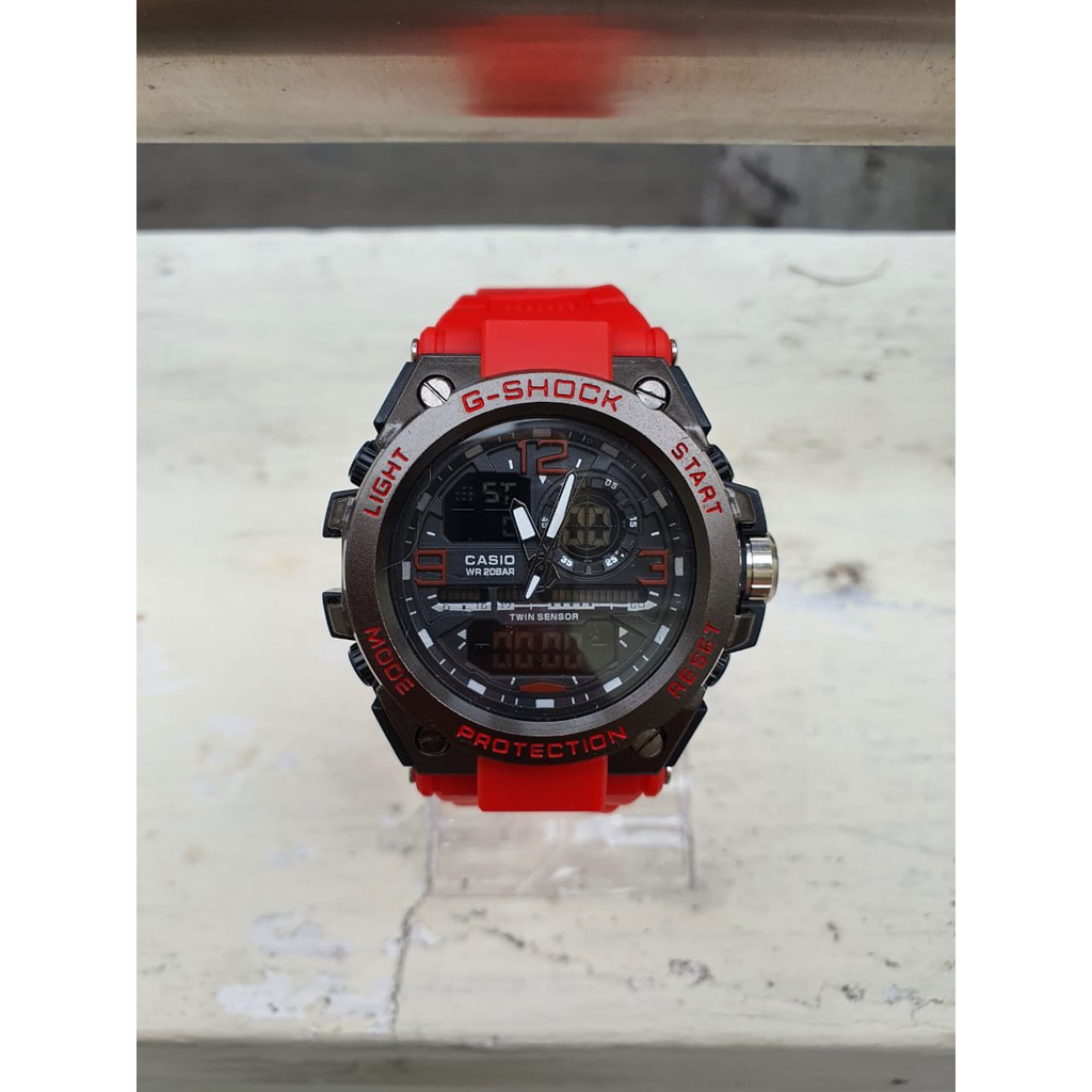 TERLARIS!!! JAM TANGAN PRIA GSHOCK CASIO GST 8600 FULL BLACK METAL KEPALA BESI HITAM GOLD JAM TANGAN CASIO DUAL TIME DIGITAL ANALOG READY TALI COKLAT METAL