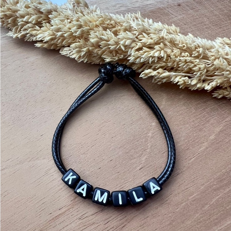 GELANG CUSTOM NAMA BISA REQUEST 3-7 HURUF  ANGKA SIMBOL TALI ANTI AIR KOREA