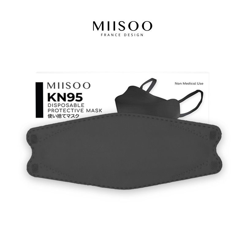 masker KF94/KN95 Non Medical. 4layer Warna HITAM/PUTIH isi 10Pcs. MIISOO