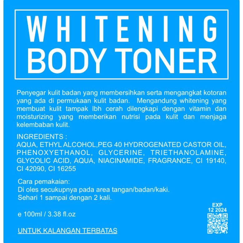 WHITENING BODY TONER || TONER BADAN ||