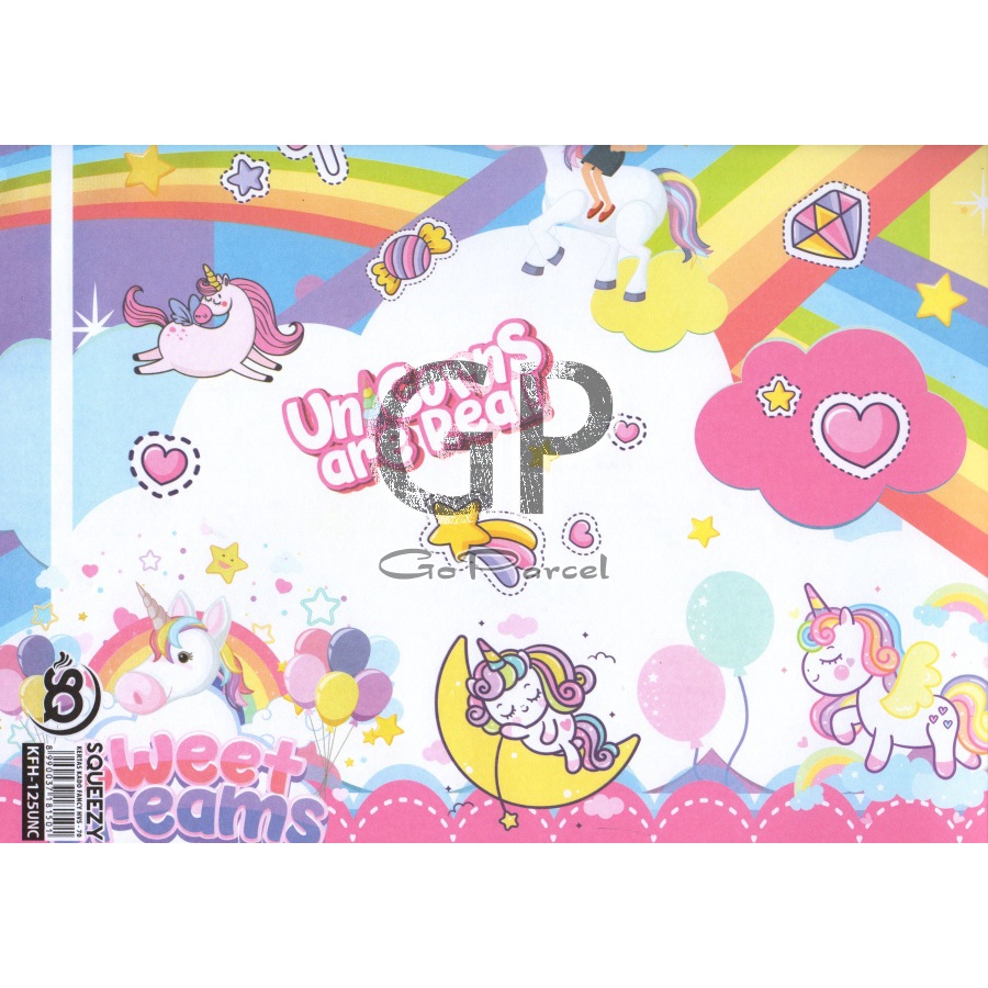 ( 5 Lembar ) KERTAS KADO SQ DOFF - GIFT WRAPPING PAPER UNICORN PINK BIRU KUDA PONI LITTLE PONY RAINBOW