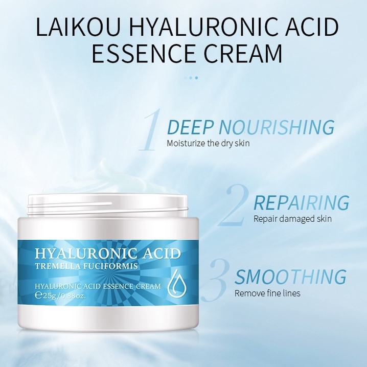 LAIKOU Hyaluronic Acid Krim Memperbaiki Pelembab Gel Anti-penuaan Menghilangkan Kerutan 25g