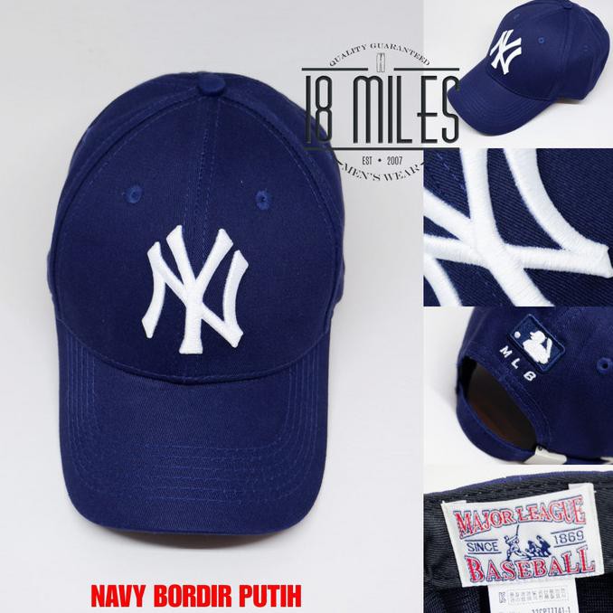 Tp935796- Topi Ny/Yankess/New York Import Mlb Unisex Full Bordir - Hitam Ny Putih Fu74H73S