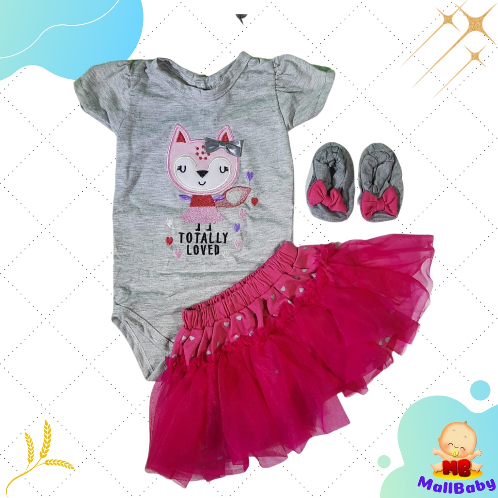 Baju Bayi Perempuan 6-12 Bulan Setelan Jumper Bayi Perempuan 0-6 Bulan Bandana Sepatu Bayi Totally Loved