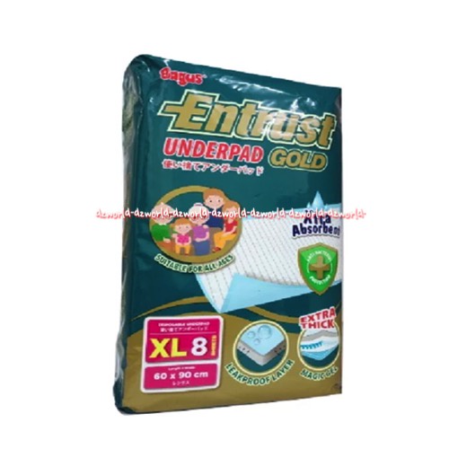 Bagus Entrust Gold Underpad L8 XL 8 Xtra Thick Absorben Alas Popok Entrus Untuk Kasur Ukuran 60x75cm Under Pad For Mattress Baggus Underpads Extra