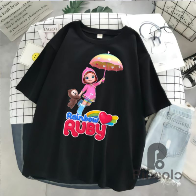 kaos baju anak anak  Ruby rainbow bahan premium