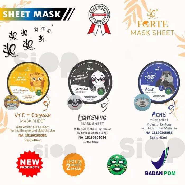 ❄️MATCHA❄️ SYB FORTE ANIMAL MASK SHEET ORIGINAL - HUT MUN MASKER TISSUE WAJAH ANIMALS