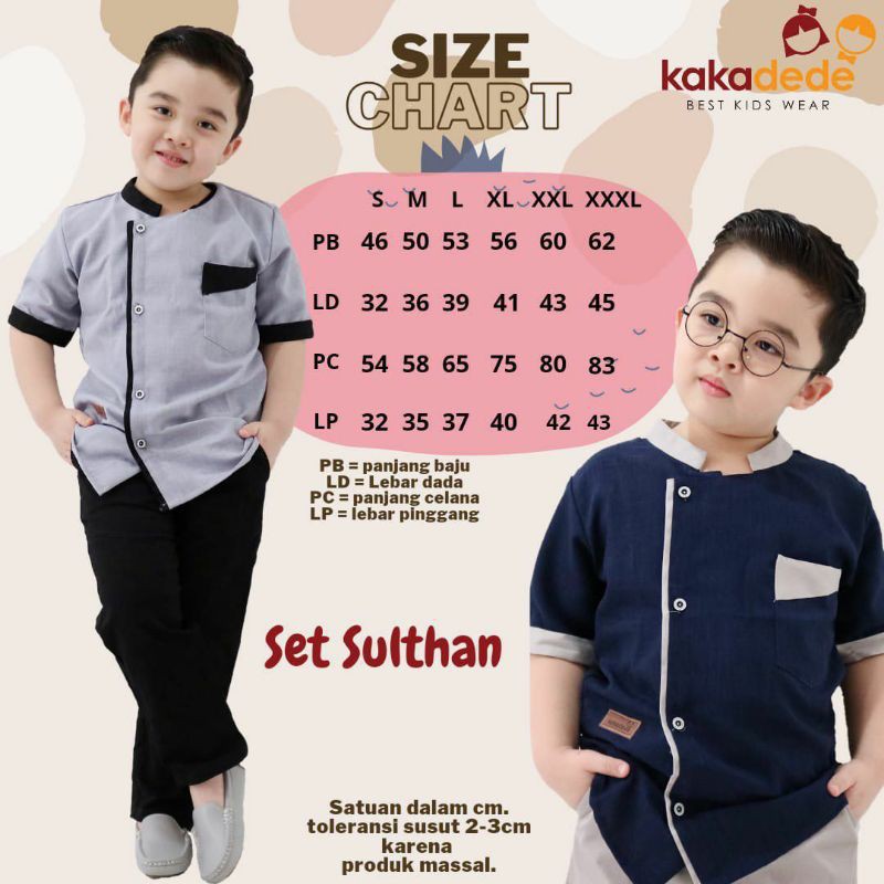 set sulthan kakadede/baju koko anak/setelan muslim anak/setelan chino anak/baju anak murah/ZedColls