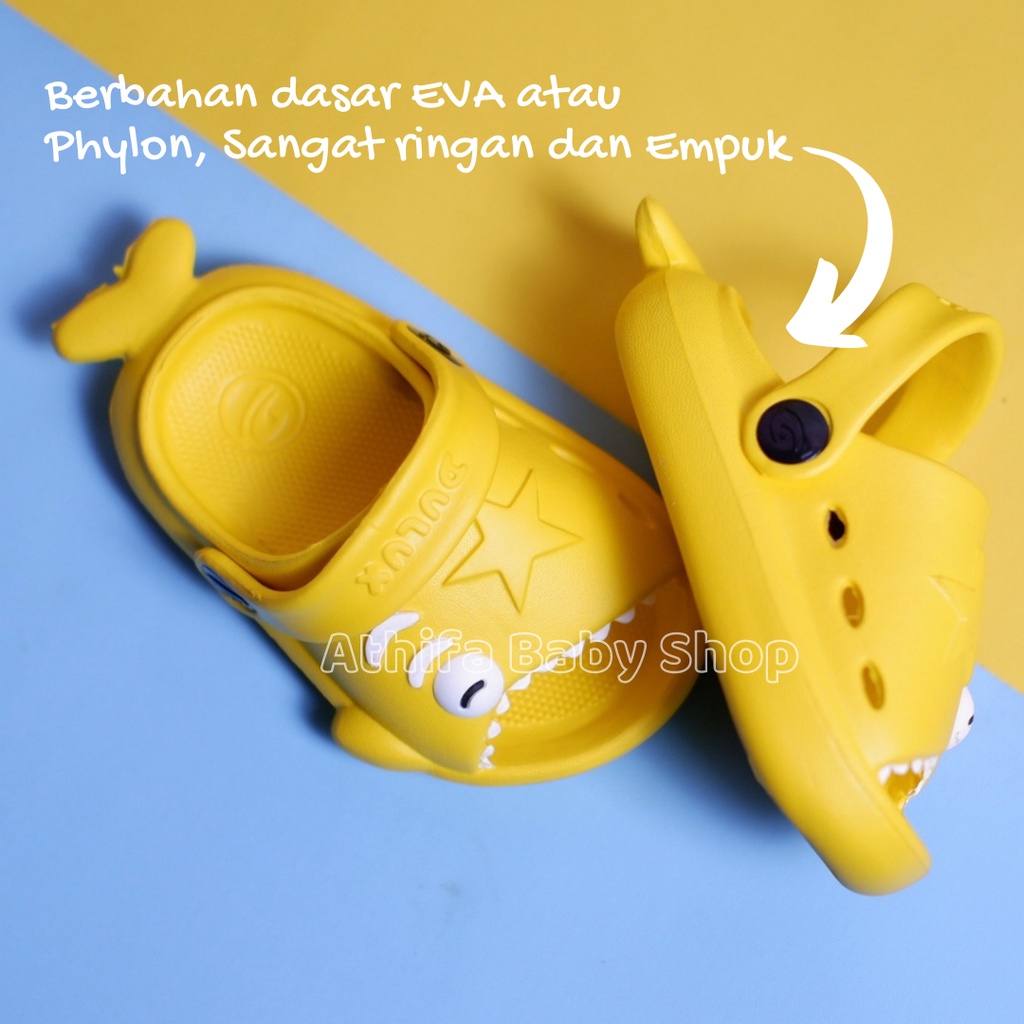 Sepatu Sandal Anak Laki Perempuan Baby Shark Hiu Paus Usia 6 7 8 9 10 11 Bulan 1 2 3 Tahun Size 20 21 22 23 24 25 Sendal Gunung Karet Balita Bayi Lelaki Cewek Cowok Spatu Sandal Baby Prewalker Karet Phylon Ringan Cowok Karet -dulux 271e-