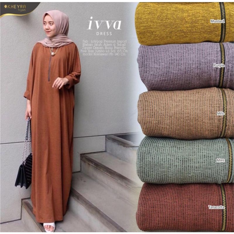Dress Kaos Jumbo - Gamis Kaos Polos Jumbo - Ivva Dress original by Kheyra