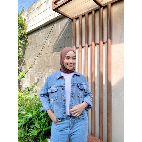 PIONA JAKET JEANS OVERSIZE LENGAN BALON