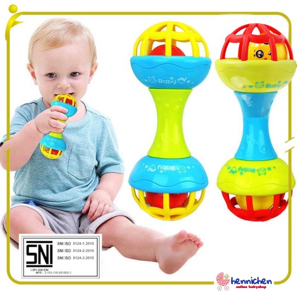 Mainan Bayi Rattle Stick Bunyi Kerincingan Baby Soft Teether Gigitan Bayi BPA Free