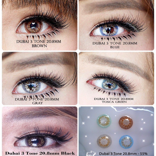 ORIGINAL Dubai 3 Tones Series Soft lens Soflen Soflens Gray Grey Brown Blue Tosca Toska Green Black