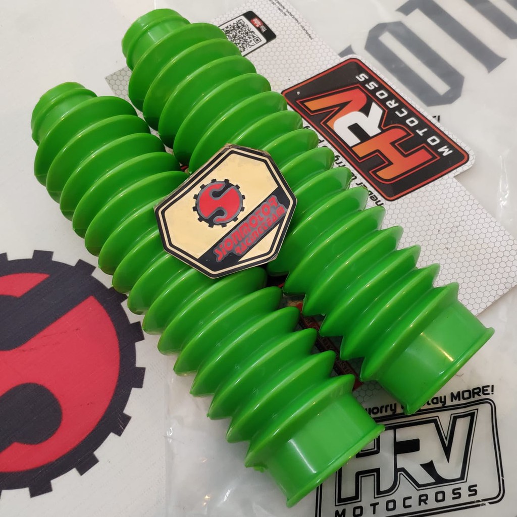 Karet Shock Shockbreaker Boot Depan Trail Motocross HRV Hijau