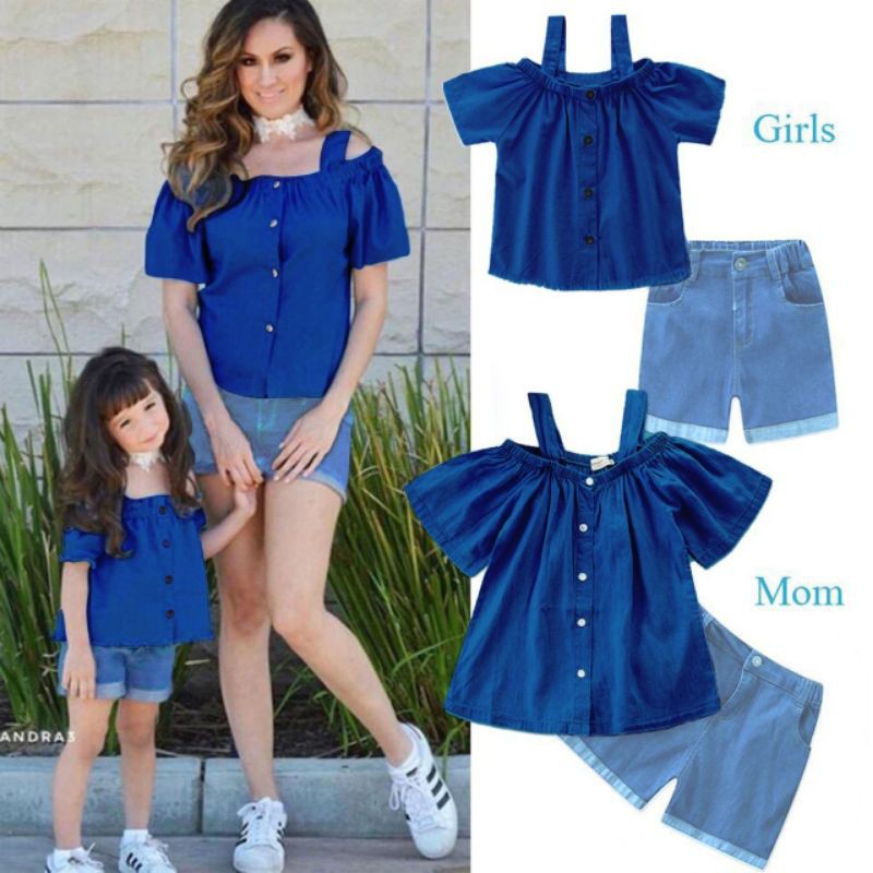 Set Adella couple mom kid jeans couple atasan sabrina murah couple kekinian couple mk family