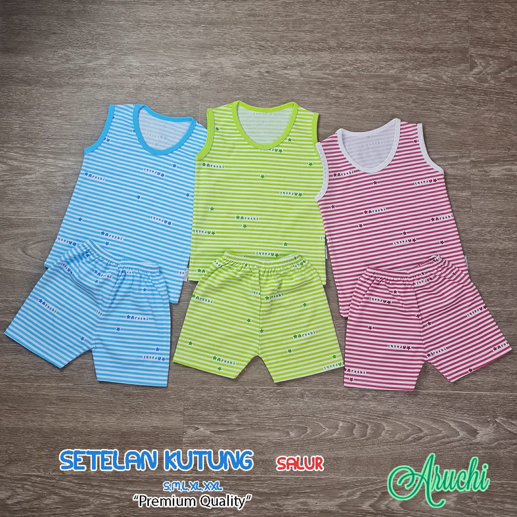 ARUCHI PREMIUM SETELAN SALUR KUTUNG SINGLET  S M L ( 3-18 Bulan )