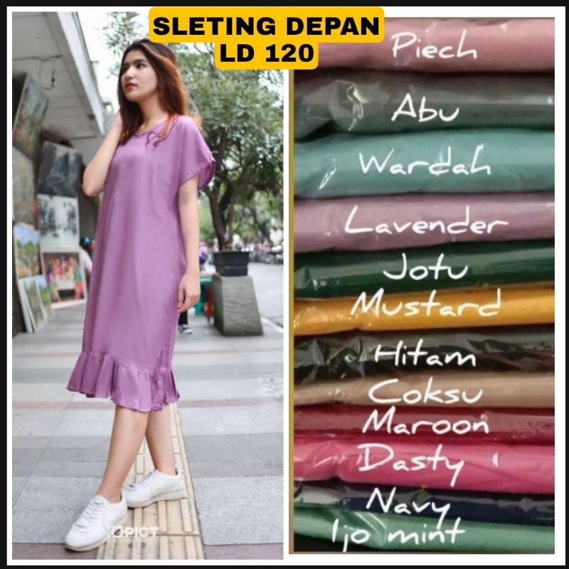 Daster polos busui sleting depan katun rayon premium sangat adem