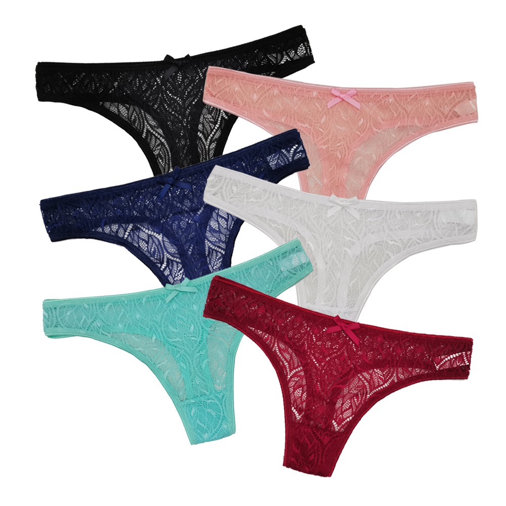 Celana Dalam Wanita Renda G String lembut Thong Transparan Pakaian dalam (Size M_XL) 3C232