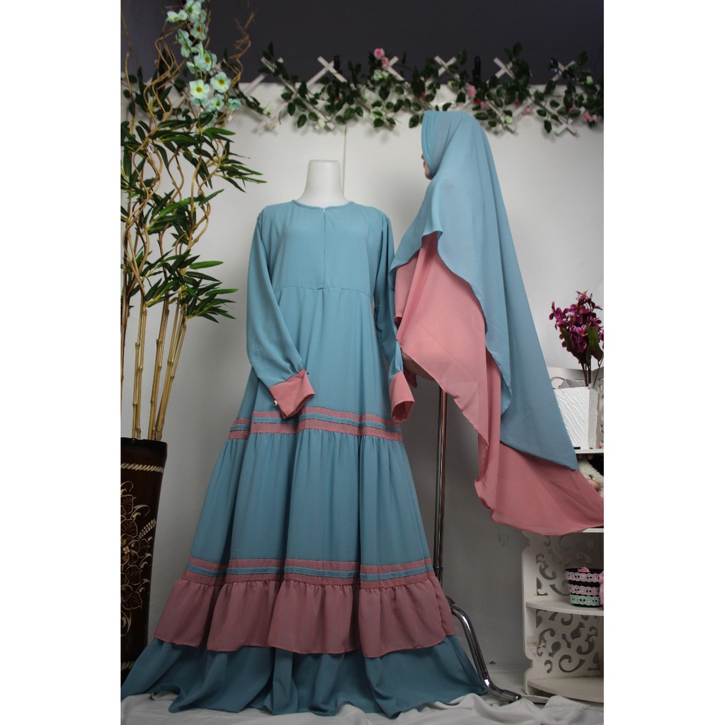 GAMIS CERUTY BABYDOLL SET KHIMAR NANABIL BY NS NISA BUSANA DAN SYERILA SET HIJAB SYARI