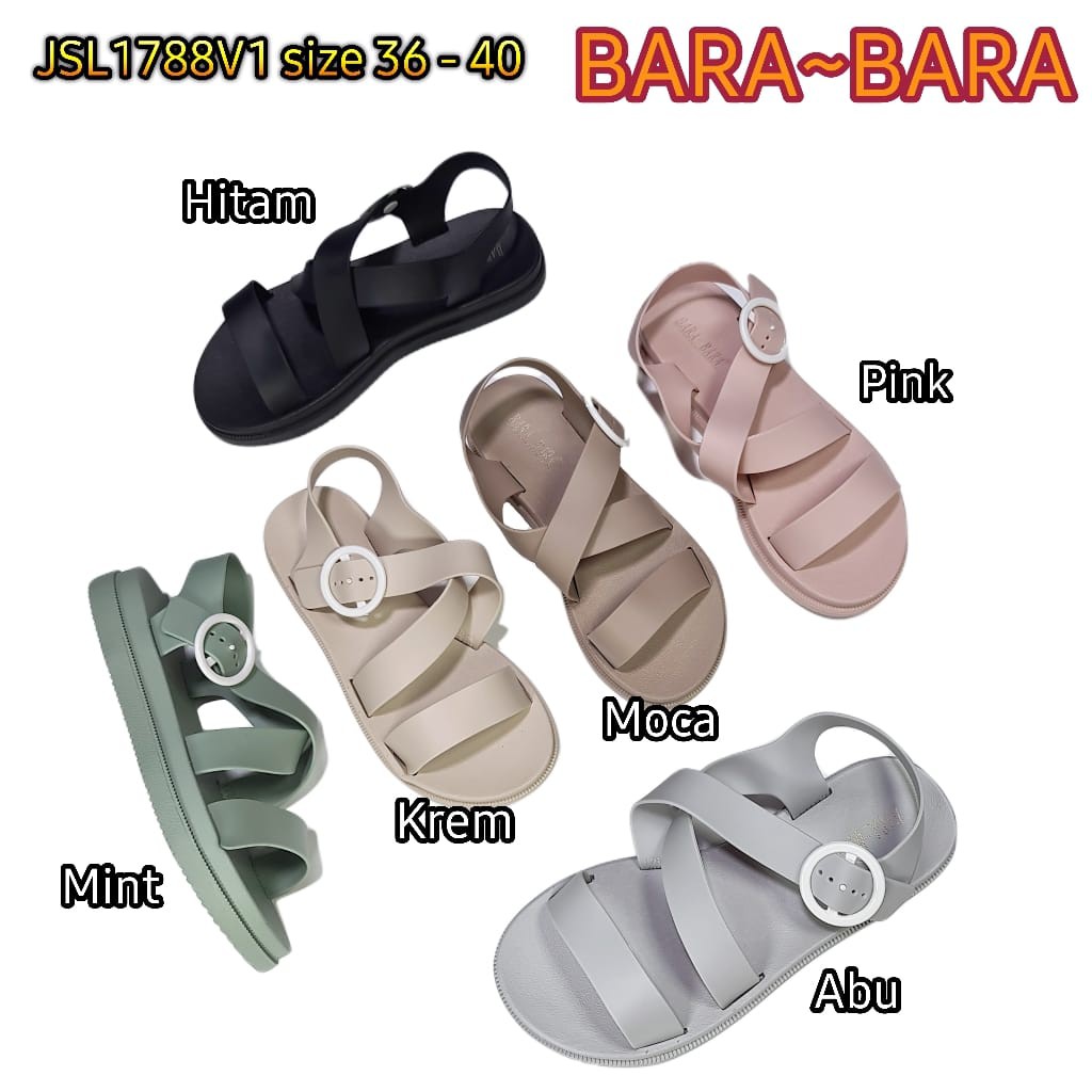 jelly sandal tali wanita barabara karet import sendal cewek bara bara JSL1788V1