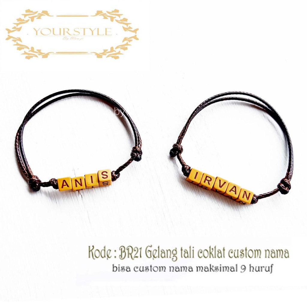 BELI 1 GRATIS 1 (DAPAT DUA GELANG) GELANG NAMA COKLAT ETNIK