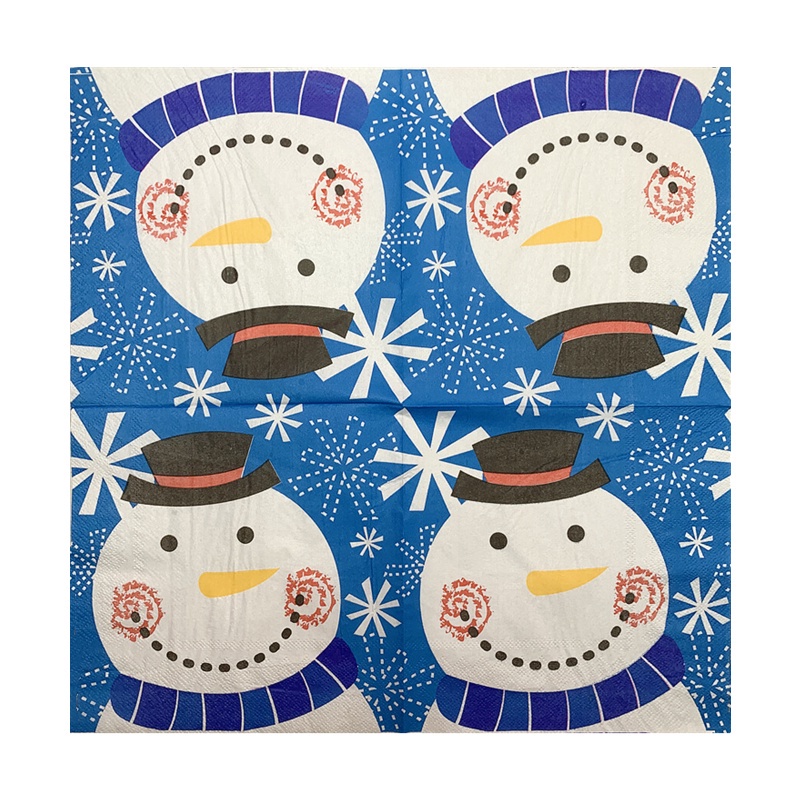 20pcs/bag Serbet Kertas Tema Snowman Natal Xmas Winter Decoupage Serviettes Untuk Peralatan Makan Pesta Xmas