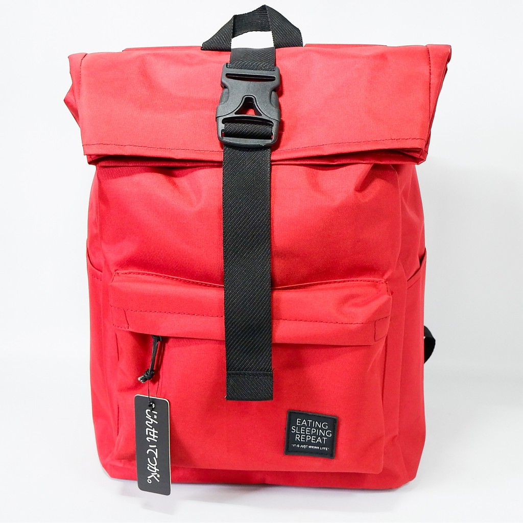 Tas Ransel Backpack Multifungsi Wanita Warna Merah