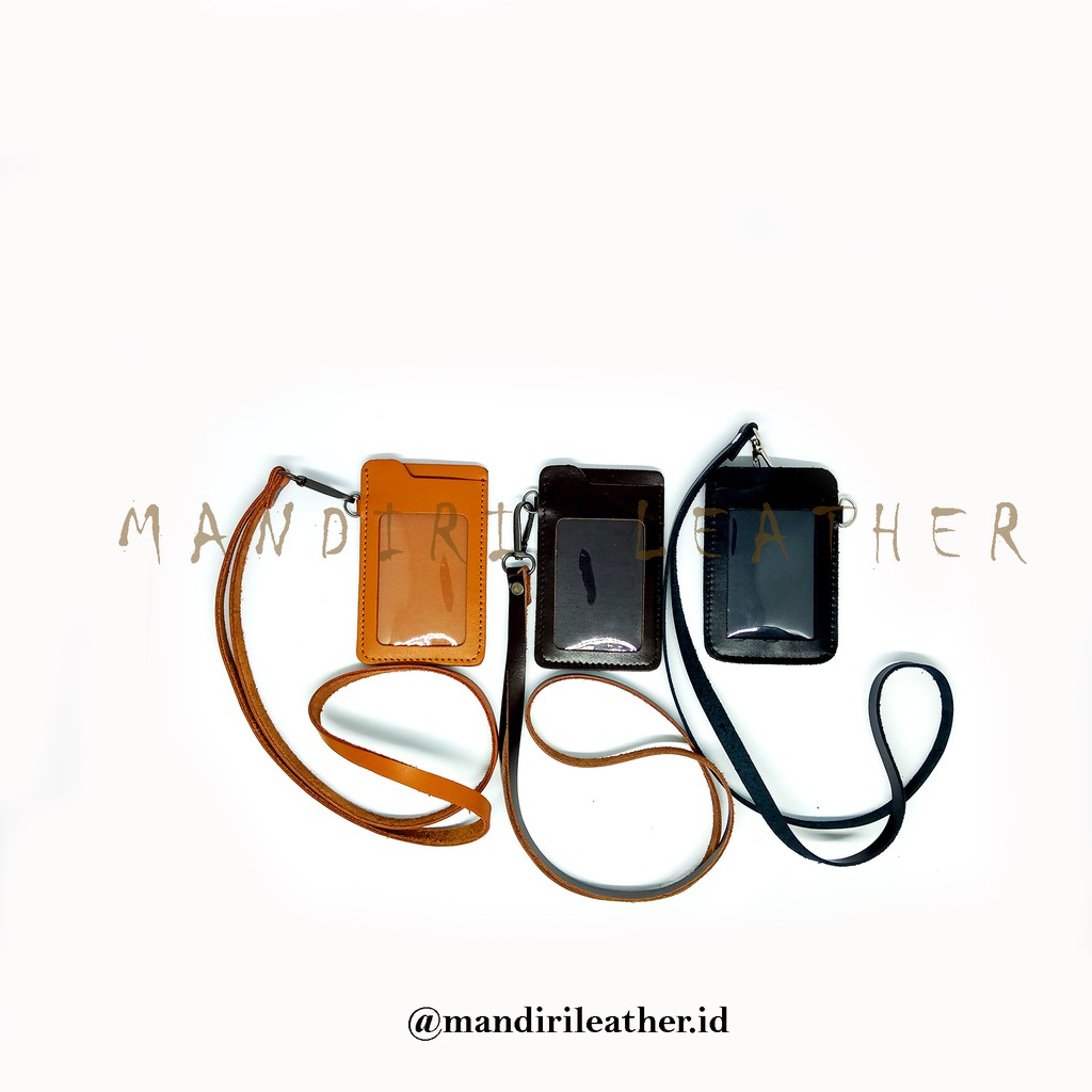 

name tag id card holder kulit